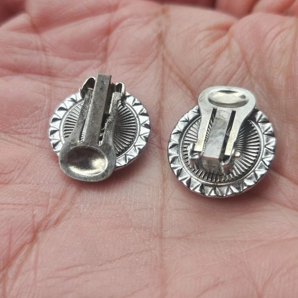 Vintage Stud Earrings Clip On Fashion Jewelry Round White/Silver Earrings Unbra - Picture 6 of 11